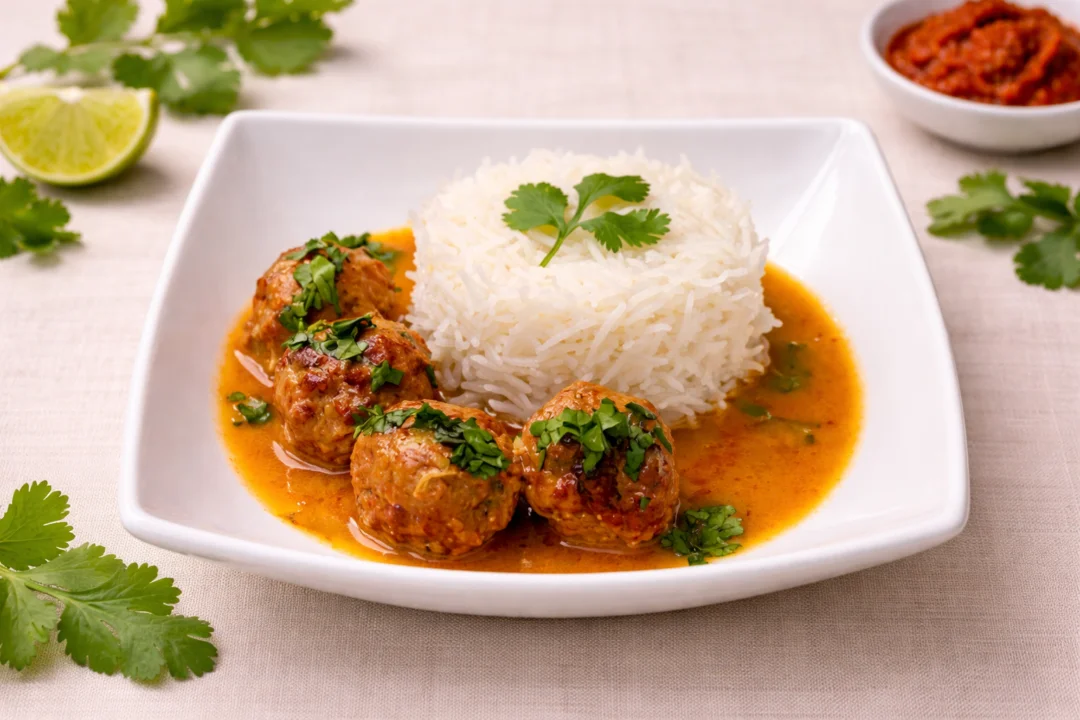 Albóndigas al curry rojo