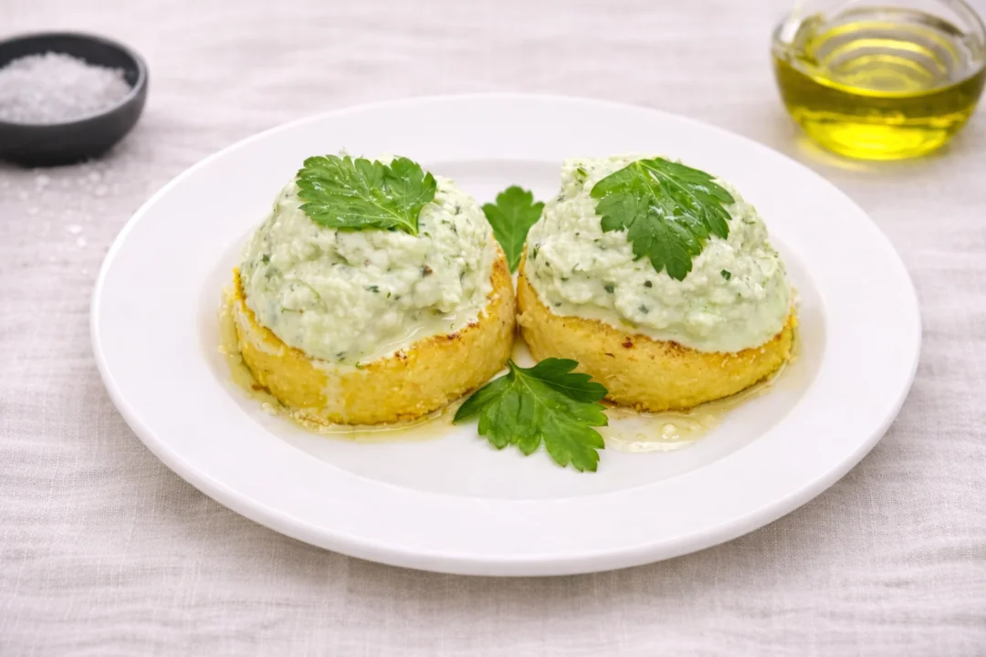 Brandada de bacalao sobre tostada crujiente de polenta