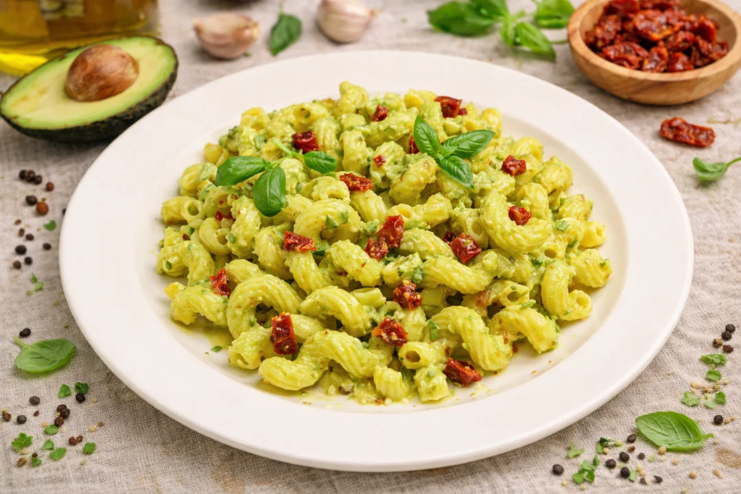 Cavatappi con aguacate