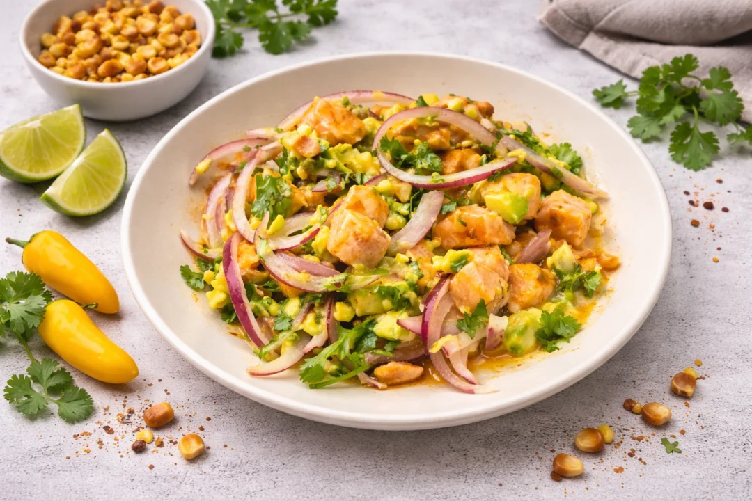 Ceviche de salmón fresco y cítrico