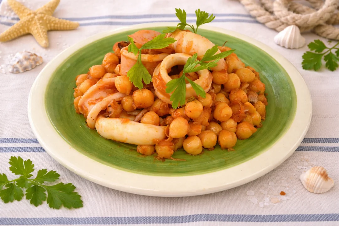 Garbanzos con calamares