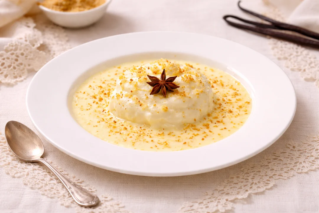 Île flottante con crema inglesa sous vide