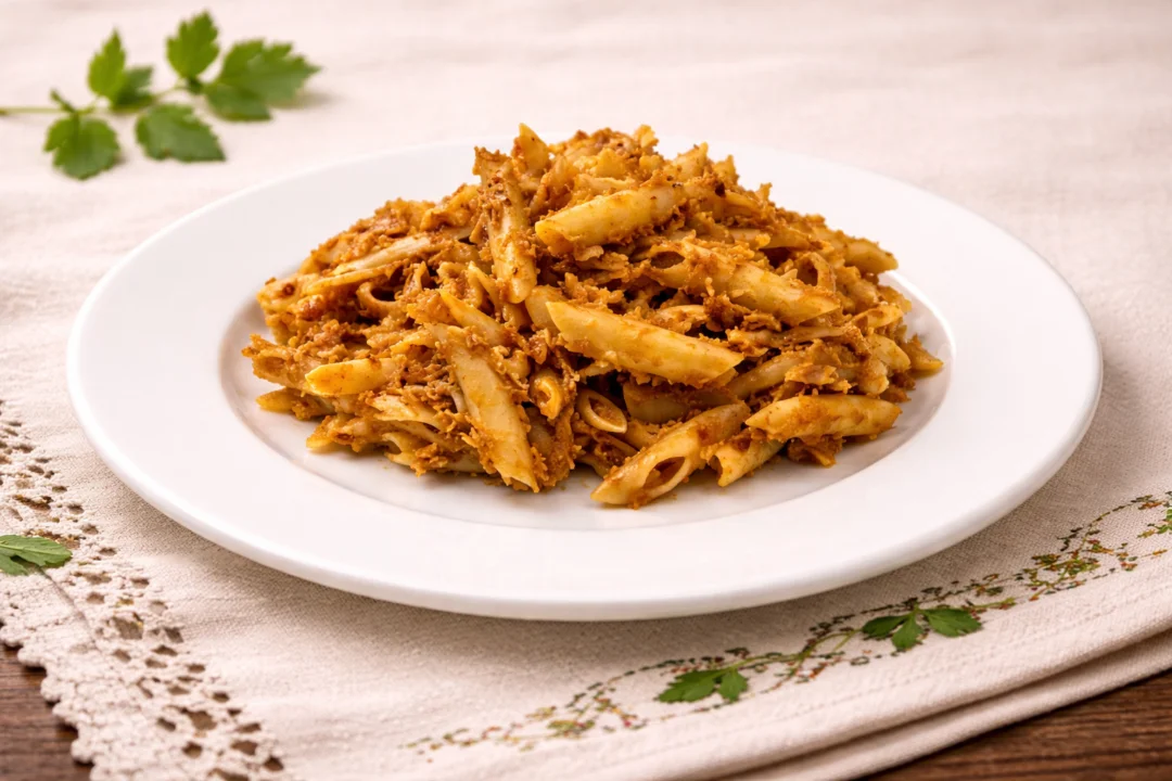 Macarrones con carne asada
