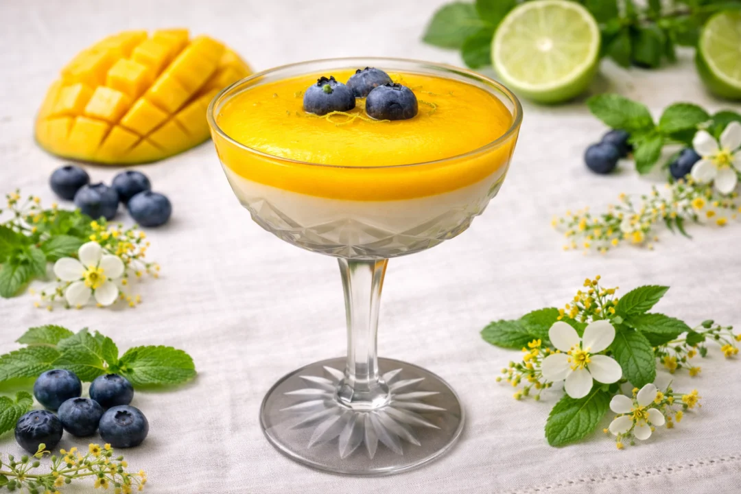 Mousse de yogur con mango