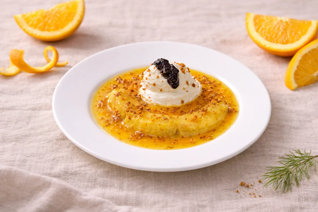 Plátanos en salsa de naranja